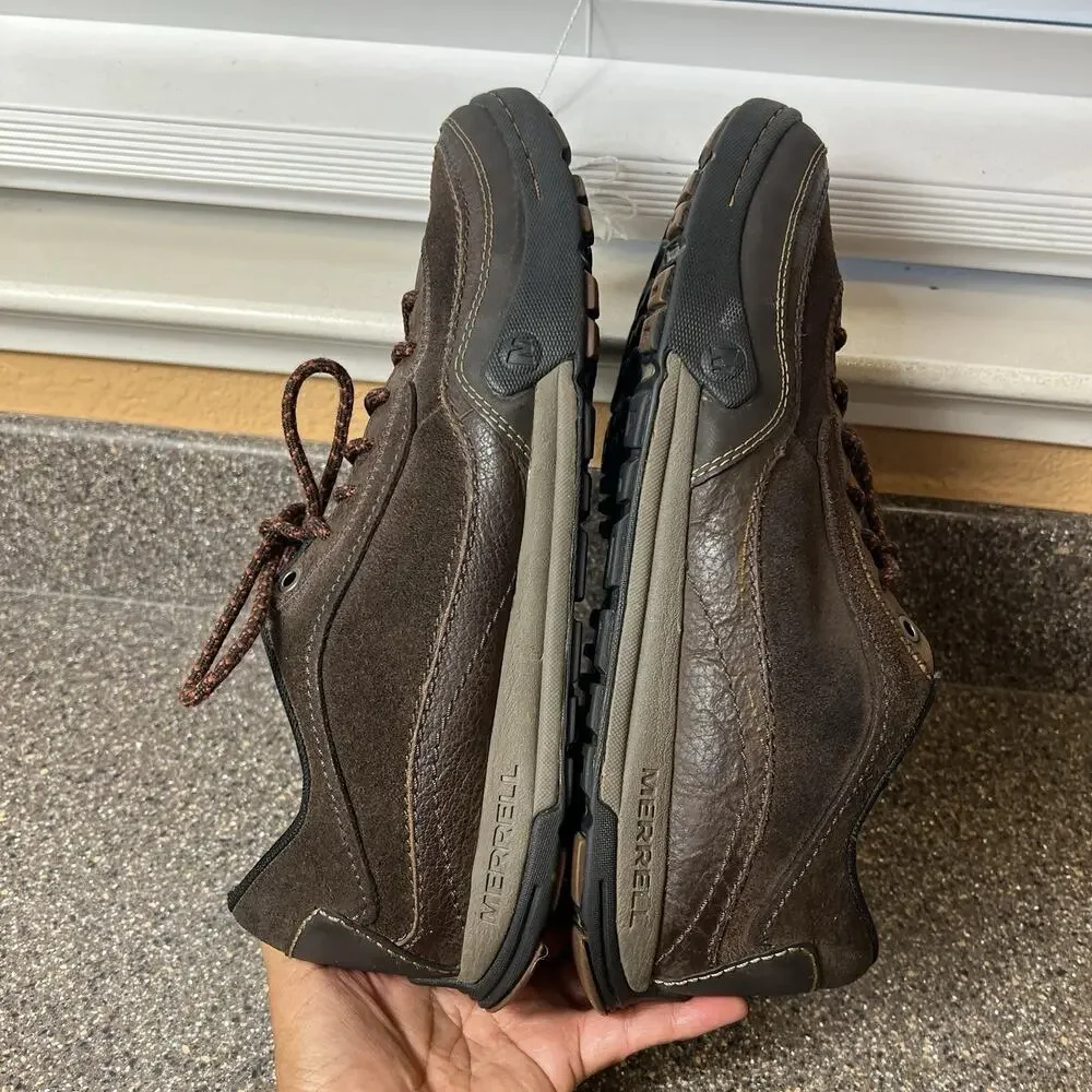 Merrell Air Cushion Mens Sz 11.5 Comfort Casual Lace Up Shoe Brown Suede Leather